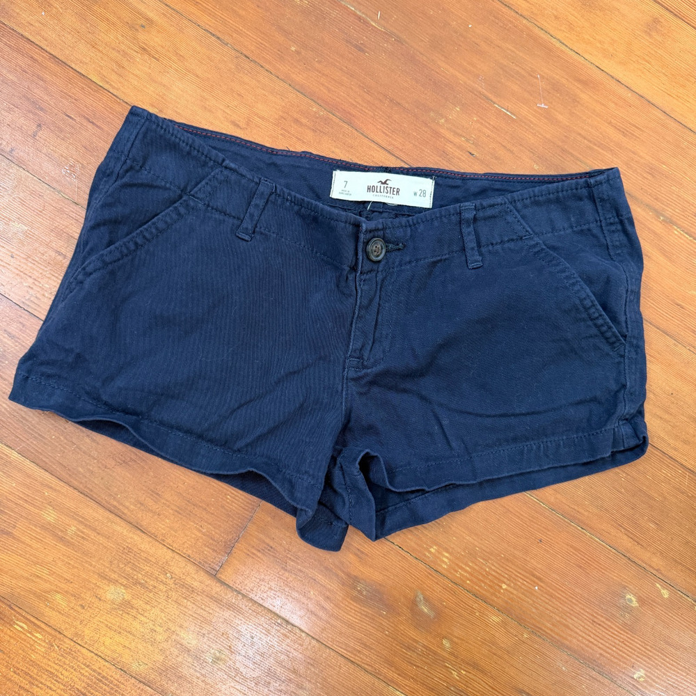 Hollister Y2K Navy Blue Cotton Twill Chino Micro Shorts Jr 7 W28